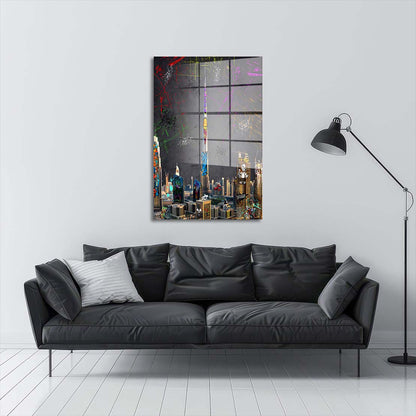 Dubai Hochhäuser Graffiti Acrylglasbild Wandbild Bild Wanddeko Wohnzimmer XL