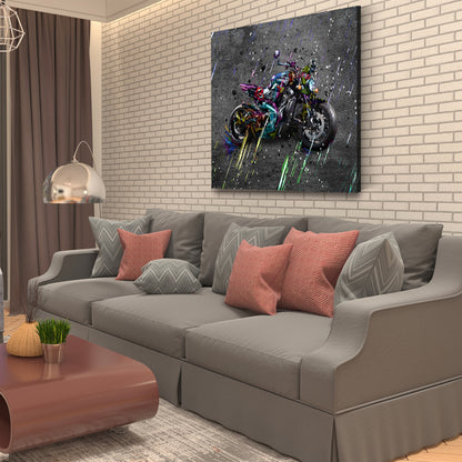 Graffiti Motorrad Street Art Leinwandbild Wandbild Kunstdruck XL Wanddeko