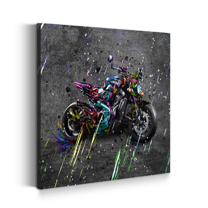 Graffiti Motorrad Street Art Leinwandbild Wandbild Kunstdruck XL Wanddeko