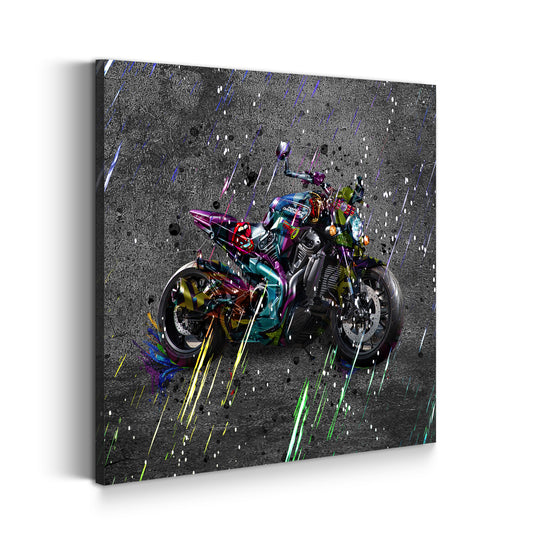 Graffiti Motorrad Street Art Leinwandbild Wandbild Kunstdruck XL Wanddeko
