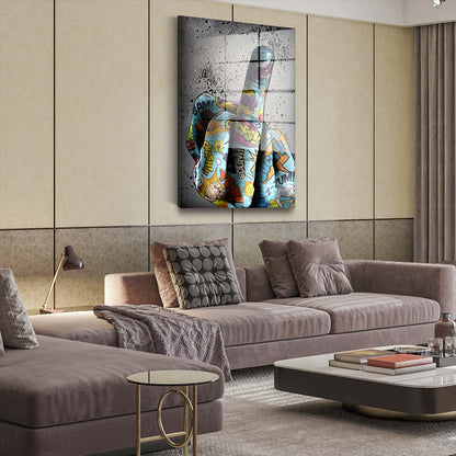 Graffiti Street Art Finger Acrylglasbild Wandbild Bild Wanddeko Wohnzimmer XL