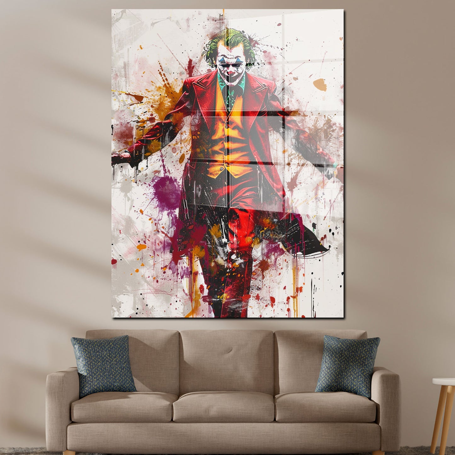 Joker in dramatischer Pop Art Acrylglasbild Wandbild Bild Wanddeko Wohnzimmer XL