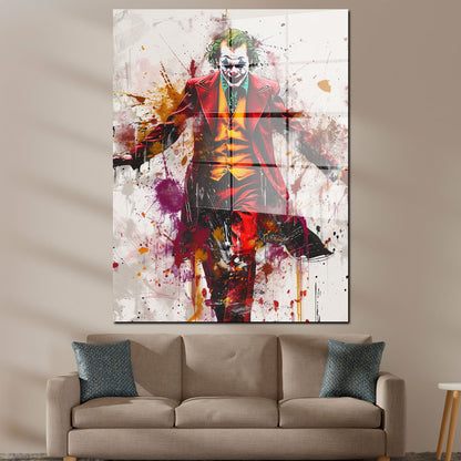 Joker in dramatischer Pop Art Acrylglasbild Wandbild Bild Wanddeko Wohnzimmer XL