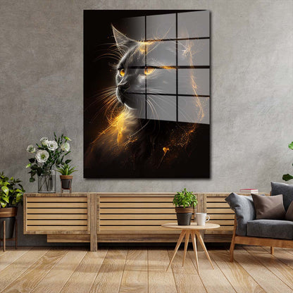 Katze Gold Edition Acrylglasbild Wandbild Bild Wanddeko Wohnzimmer XL