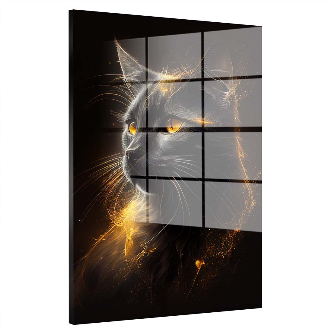 Katze Gold Edition Acrylglasbild Wandbild Bild Wanddeko Wohnzimmer XL