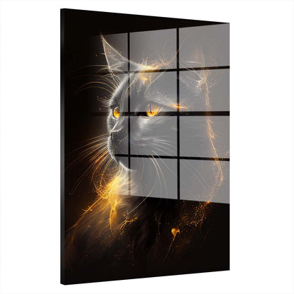 Katze Gold Edition Acrylglasbild Wandbild Bild Wanddeko Wohnzimmer XL