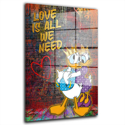 King Donald Love Is All We Need Pop Art Comic Acrylglasbild Wandbild Wanddeko XL