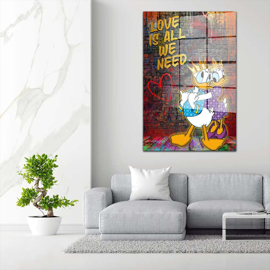 King Donald Love Is All We Need Pop Art Comic Acrylglasbild Wandbild Wanddeko XL