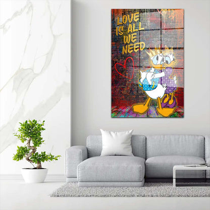 King Donald Love Is All We Need Pop Art Comic Acrylglasbild Wandbild Wanddeko XL