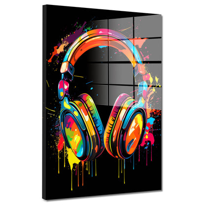 Kopfhörer Pop Art Acrylglasbild Wandbild Bild Wanddeko Wohnzimmer XL