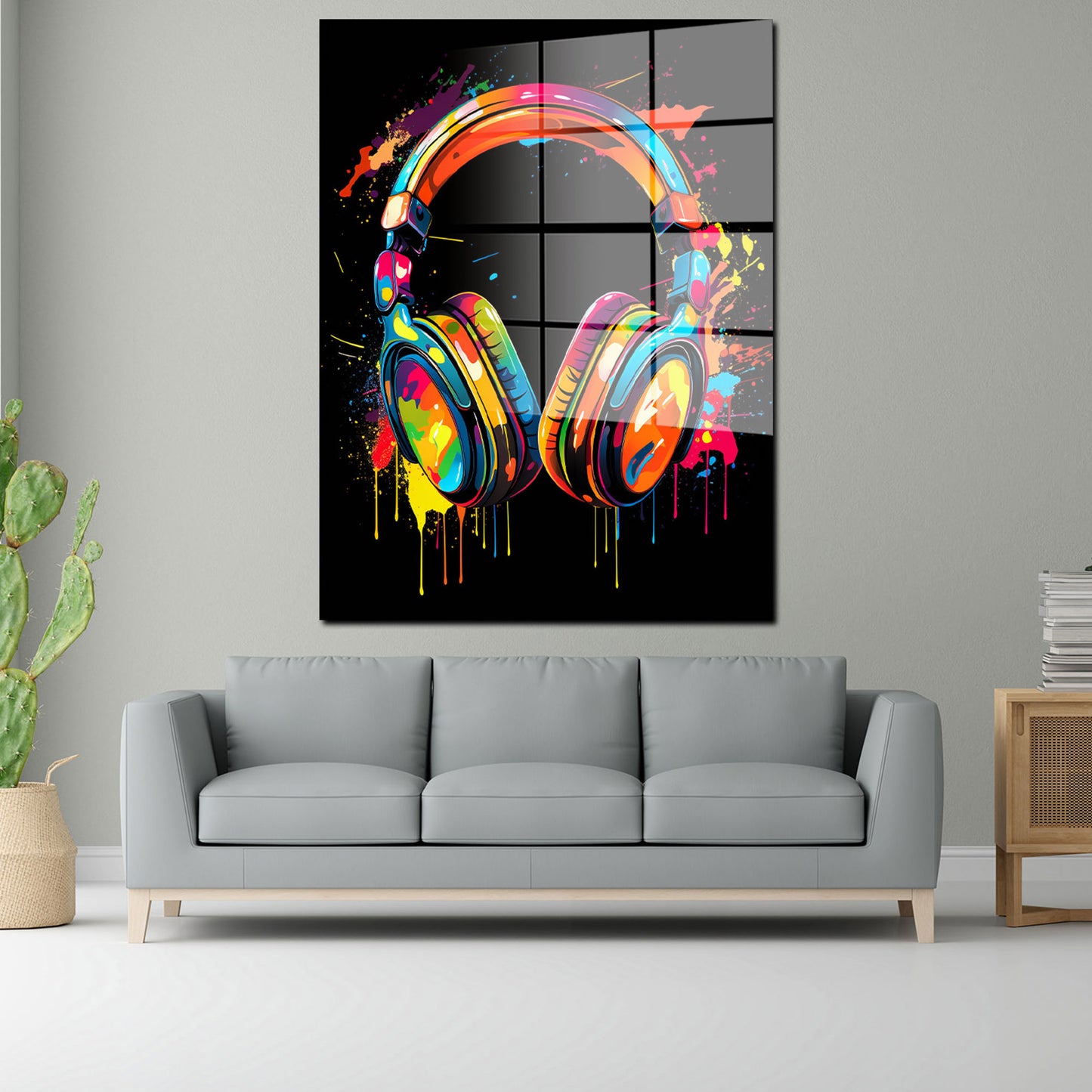 Kopfhörer Pop Art Acrylglasbild Wandbild Bild Wanddeko Wohnzimmer XL