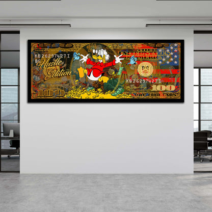100 Dollar Comic Duck Pop Art USA Leinwandbild Wandbild Kunstdruck XL Wanddeko