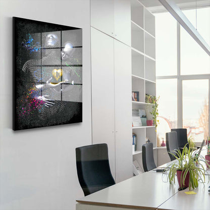 Abstract Metallfiguren Metallic Herz Körper Acrylglasbild Wandbild Bild Wanddeko XL