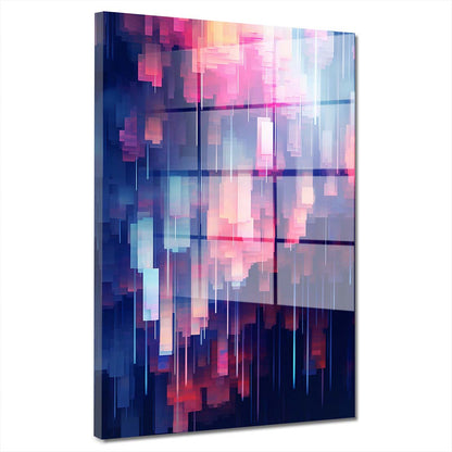 Abstrakt pink und blau verschmilzt Acrylglasbild Wandbild Wanddeko Wohnzimmer XL