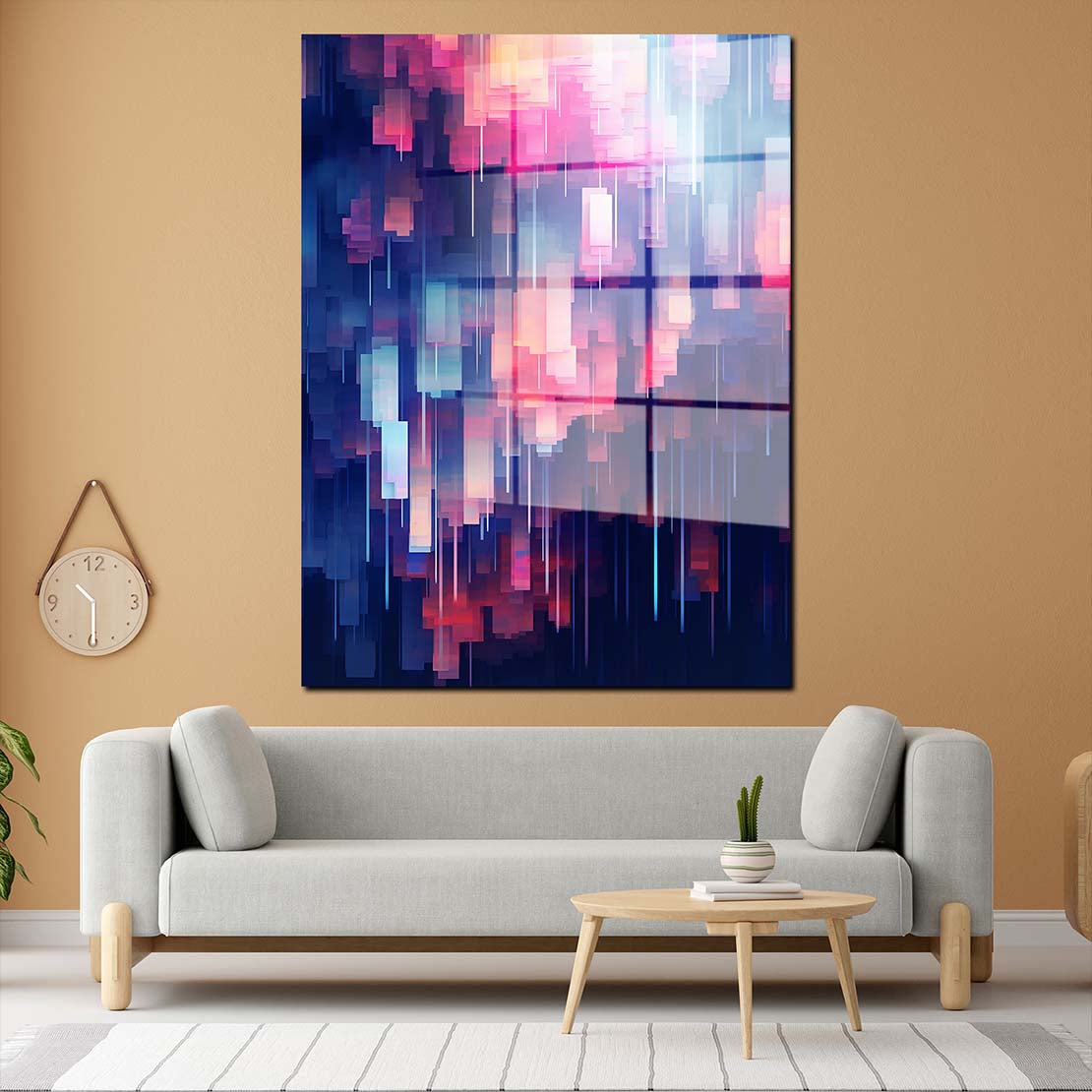 Abstrakt pink und blau verschmilzt Acrylglasbild Wandbild Wanddeko Wohnzimmer XL