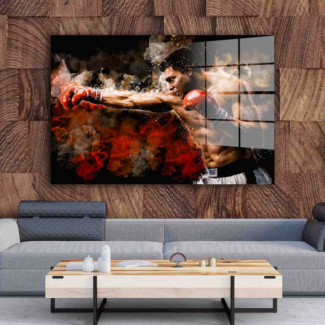 Boxing King Acrylglasbild Wandbild Bild Wanddeko Wohnzimmer XL