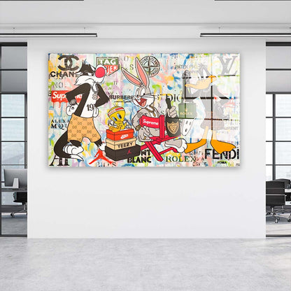 Bunny Daffy Tweety Pop Art Comic Acrylglasbild Wandbild Wanddeko Wohnzimmer XL