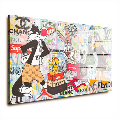 Bunny Daffy Tweety Pop Art Comic Acrylglasbild Wandbild Wanddeko Wohnzimmer XL