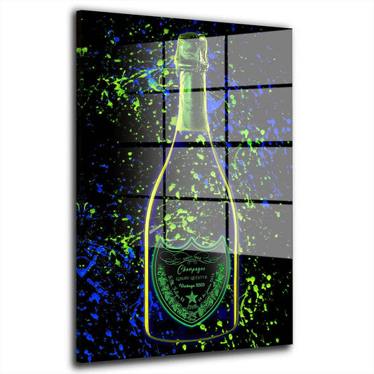 Champagner Pop Art LUXURY LIFESTYLE Flasche Acrylglasnild Wandbild Wanddeko XL