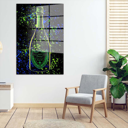 Champagner Pop Art LUXURY LIFESTYLE Flasche Acrylglasnild Wandbild Wanddeko XL