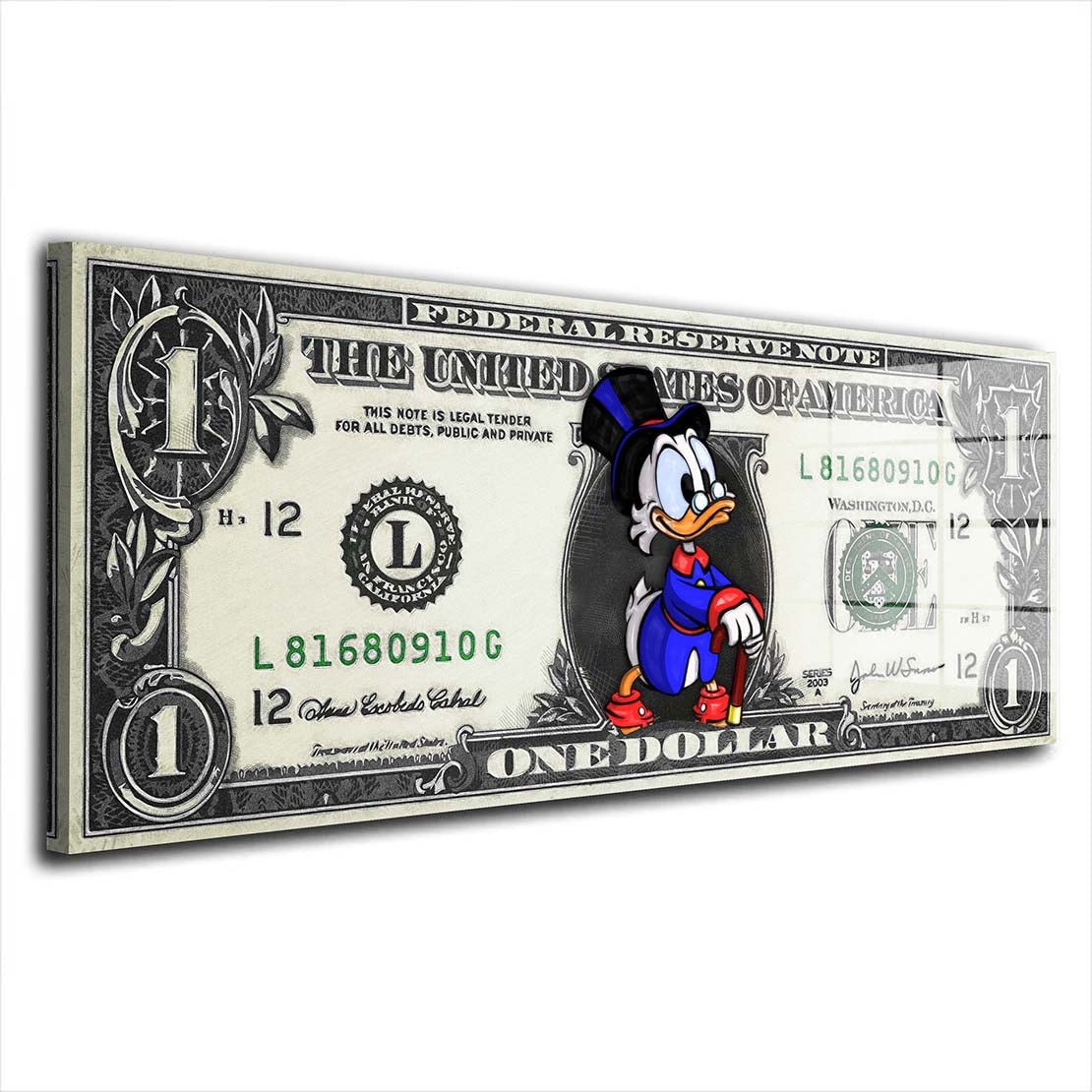 Duck One Dollar The United States Comic Acrylglasbild Wandbild Bild Wanddeko XL