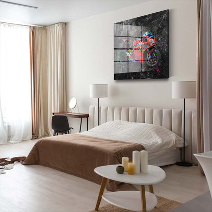 Ducati Street Art rotes Motorrad Graffiti Style Acrylglasbild Wandbild Wanddeko XL