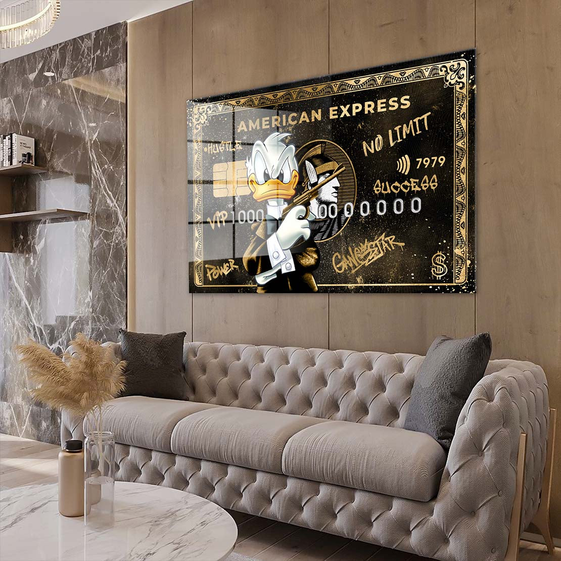 Duck Gangstar Comic Acrylglasbild Wandbild Bild Wanddeko Wohnzimmer XL