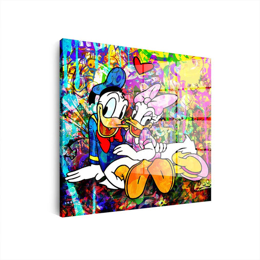 Duck In Love Pop Art Comics Acrylglasbild Wandbild Bild Wanddeko Wohnzimmer XL