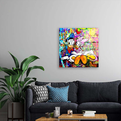 Duck In Love Pop Art Comics Acrylglasbild Wandbild Bild Wanddeko Wohnzimmer XL