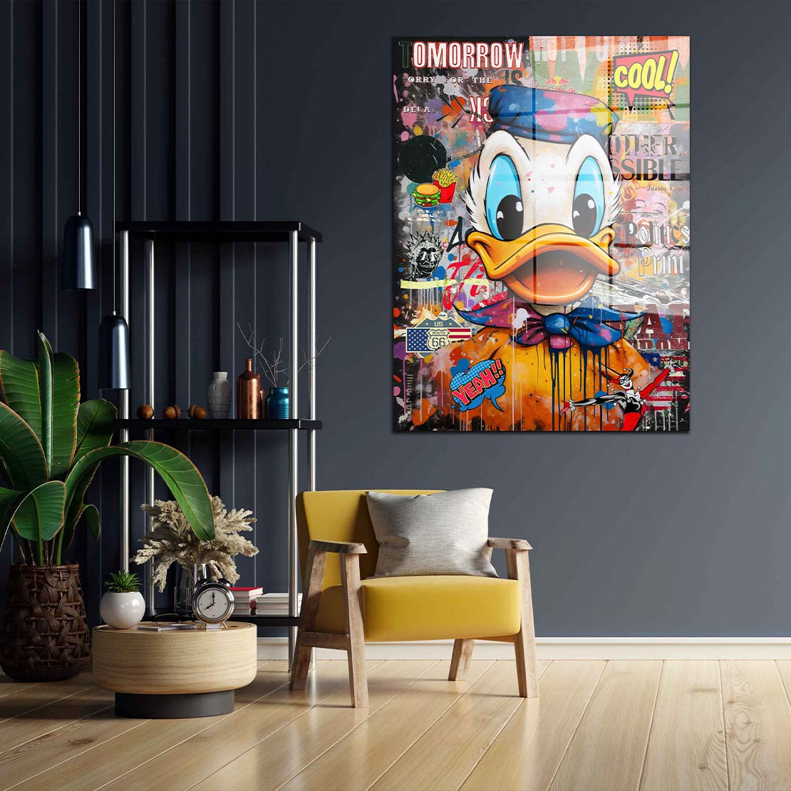 Duck Pop Art Style Acrylglasbild Wandbild Bild Wanddeko Wohnzimmer XL