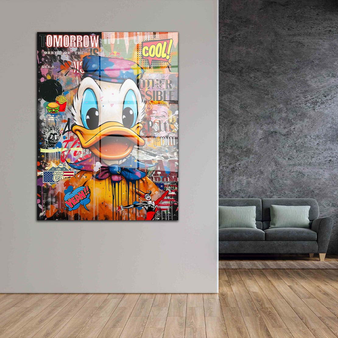 Duck Pop Art Style Acrylglasbild Wandbild Bild Wanddeko Wohnzimmer XL
