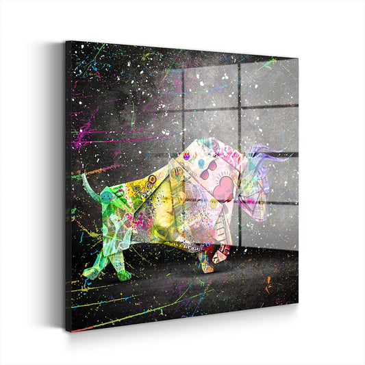 Geldschein Stier Graffiti Street Art Acrylglasbild Wandbild Wanddeko Wohnzimmer XL