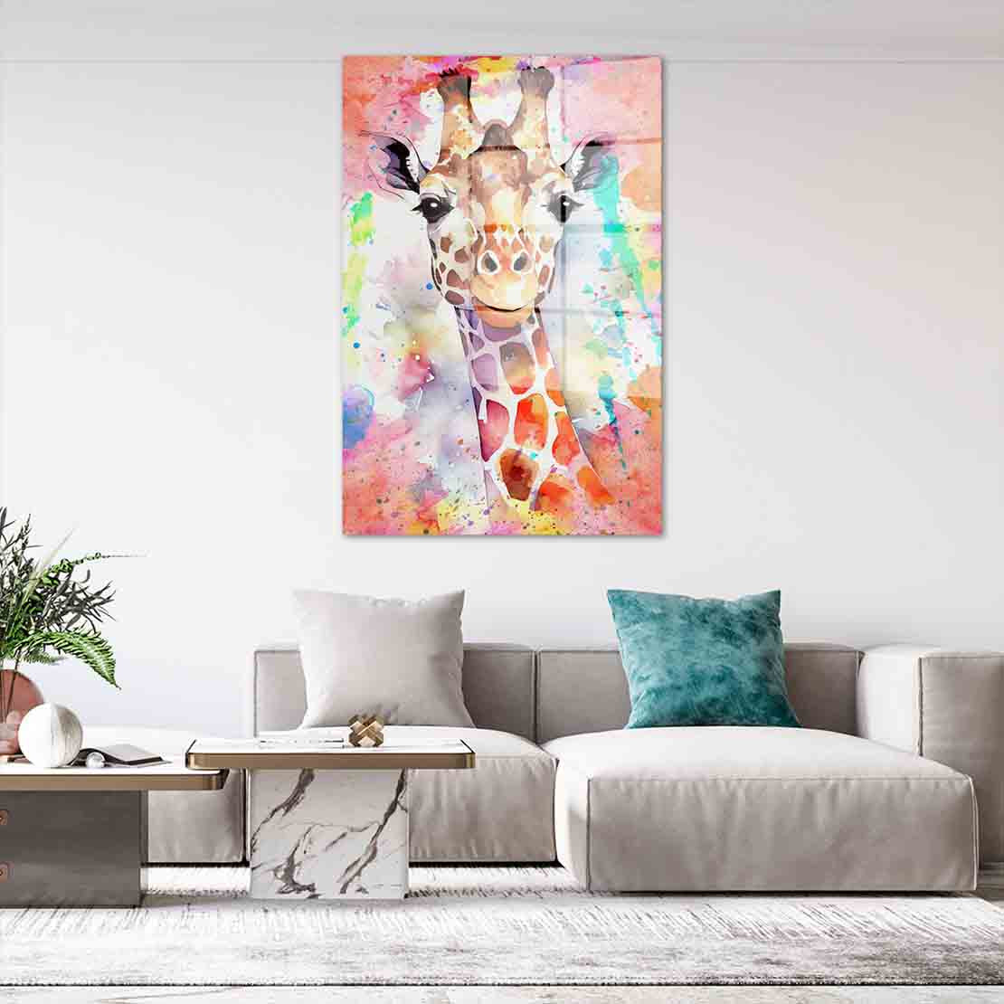 Giraffe Pop Art Abstract Acrylglasbild Wandbild Bild Wanddeko Wohnzimmer XL