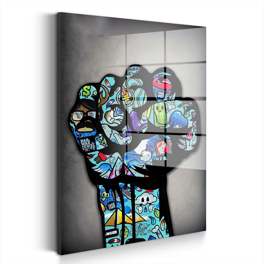 Graffiti Street Art Faust Acrylglasbild Wandbild Bild Wanddeko Wohnzimmer XL