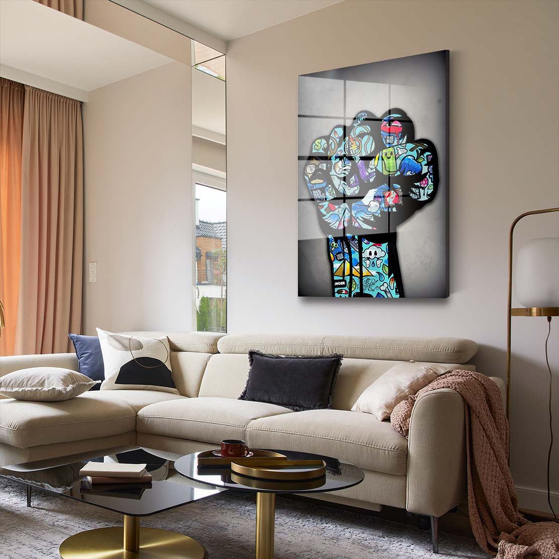 Graffiti Street Art Faust Acrylglasbild Wandbild Bild Wanddeko Wohnzimmer XL