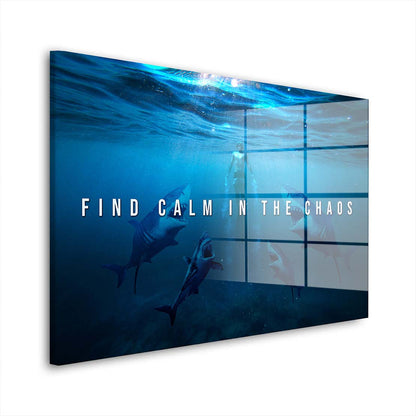 Haie Find Calm In The Chaos Motivation Acrylglasbild Wandbild Bild Wanddeko XL