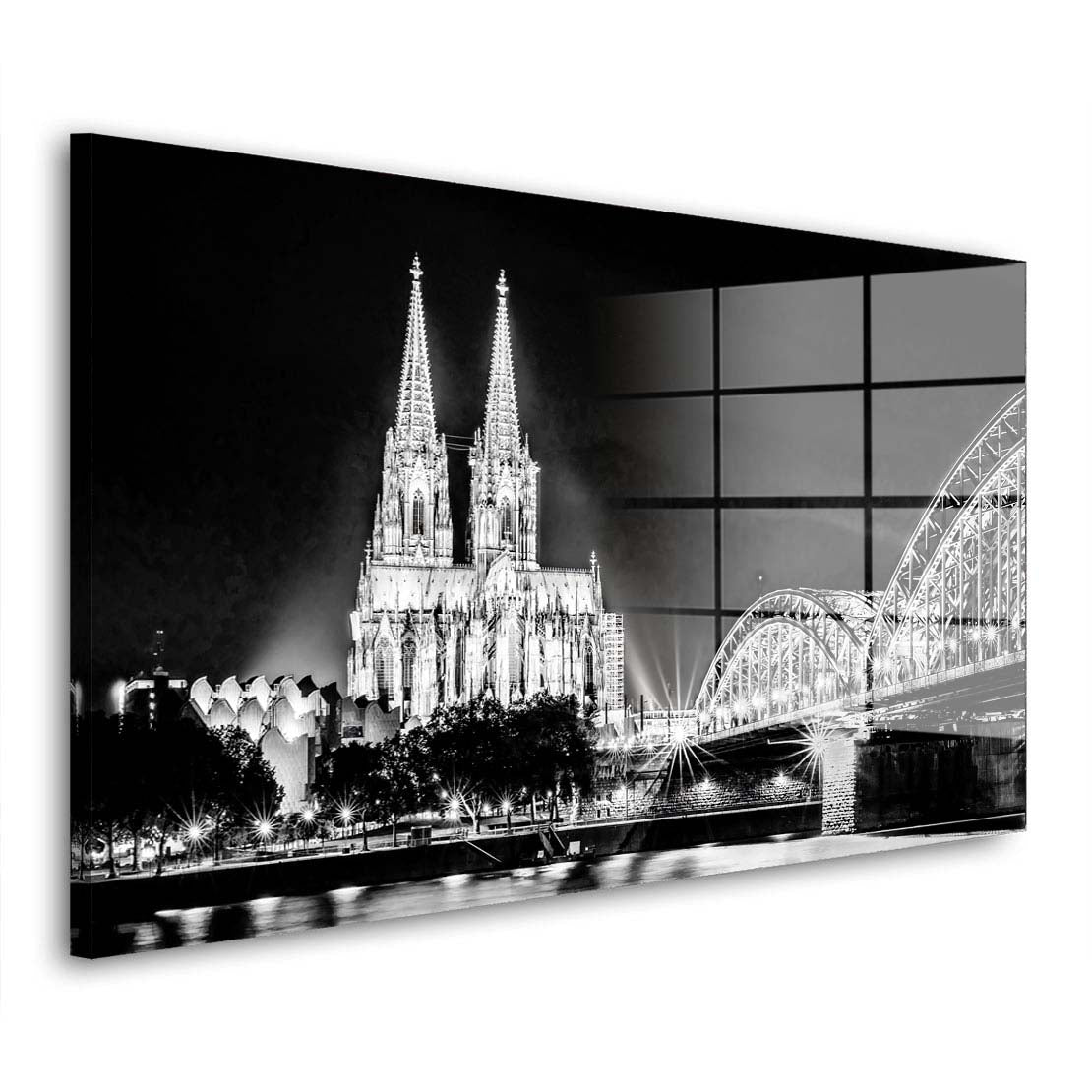 Köln Skyline Kölner Dom schwarz weiss Acrylglasbild Wandbild Bild Wanddeko XL
