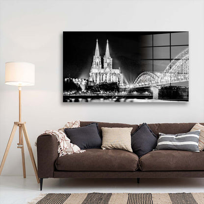 Köln Skyline Kölner Dom schwarz weiss Acrylglasbild Wandbild Bild Wanddeko XL