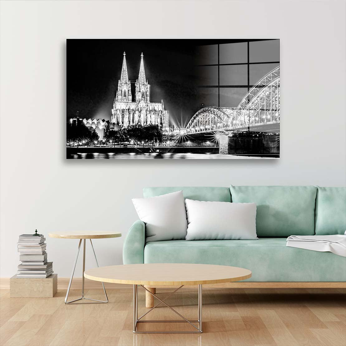 Köln Skyline Kölner Dom schwarz weiss Acrylglasbild Wandbild Bild Wanddeko XL