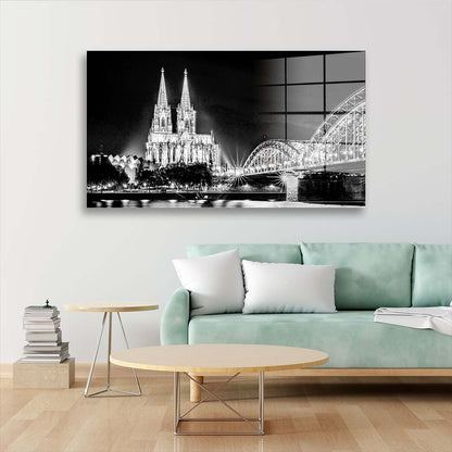 Köln Skyline Kölner Dom schwarz weiss Acrylglasbild Wandbild Bild Wanddeko XL