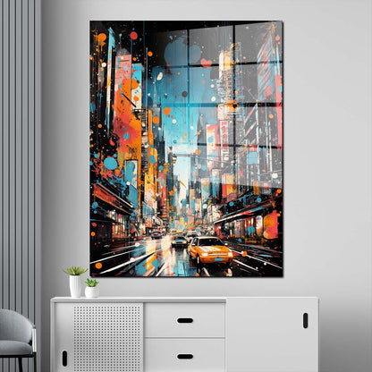 New York City Painting Style Acrylglasbild Wandbild Bild Wanddeko Wohnzimmer XL