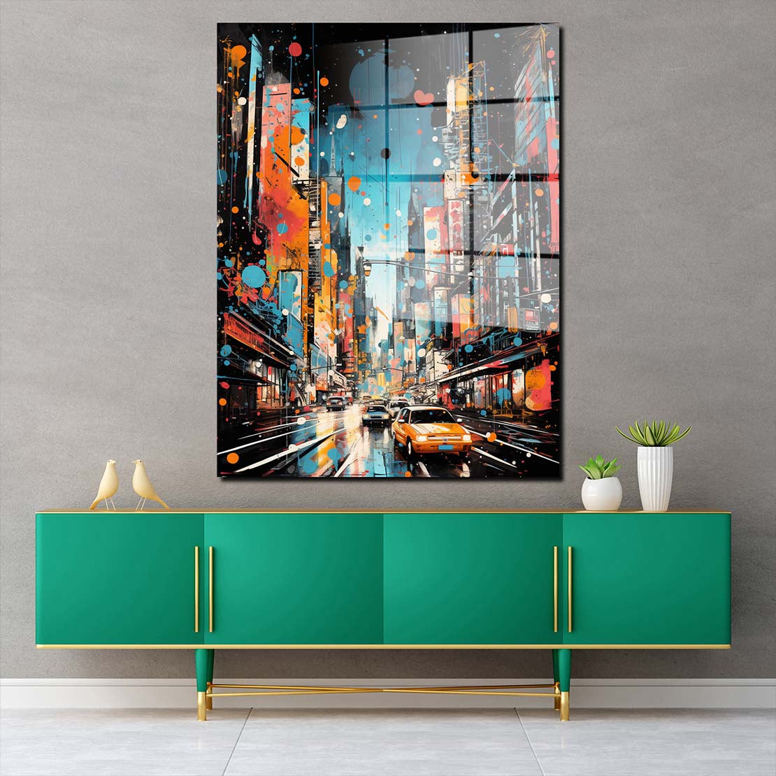 New York City Painting Style Acrylglasbild Wandbild Bild Wanddeko Wohnzimmer XL