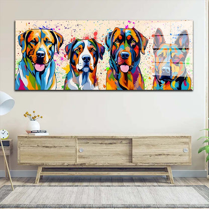 Pop Art große Hunde Colour Style Acrylglasbild Wandbild Wanddeko Wohnzimmer XL
