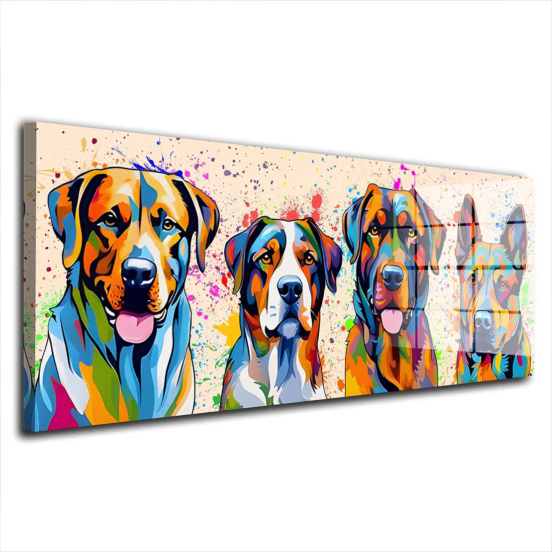 Pop Art große Hunde Colour Style Acrylglasbild Wandbild Wanddeko Wohnzimmer XL