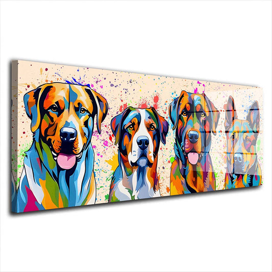 Pop Art große Hunde Colour Style Acrylglasbild Wandbild Wanddeko Wohnzimmer XL