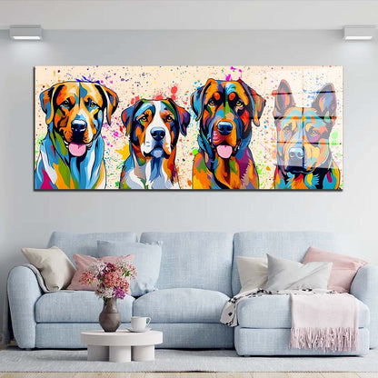 Pop Art große Hunde Colour Style Acrylglasbild Wandbild Wanddeko Wohnzimmer XL
