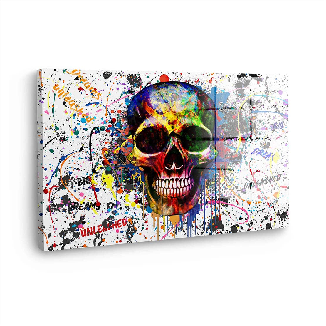 Skull Colour Pop Art Style Acrylglasbild Wandbild Bild Wanddeko Wohnzimmer XL