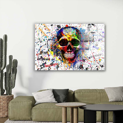 Skull Colour Pop Art Style Acrylglasbild Wandbild Bild Wanddeko Wohnzimmer XL