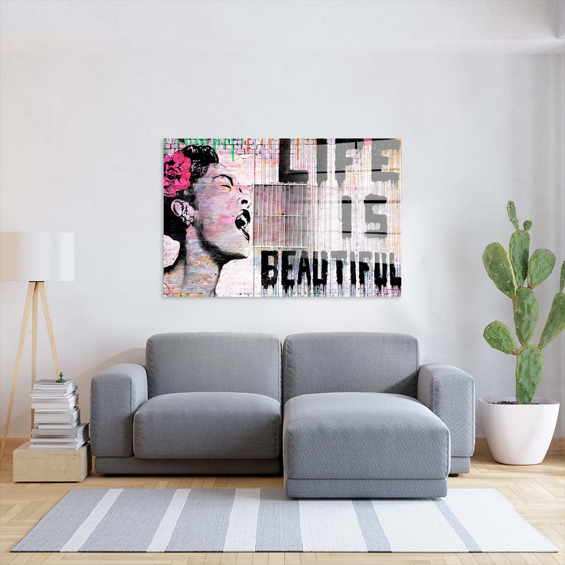 Street Art Life Is Beautiful Acrylglasbild Wandbild Bild Wanddeko Wohnzimmer XL