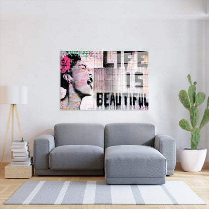 Street Art Life Is Beautiful Acrylglasbild Wandbild Bild Wanddeko Wohnzimmer XL